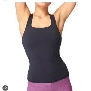 Sweaty Betty Super Sculpt YogaVest Tank Top Marled Black size L - built in bra